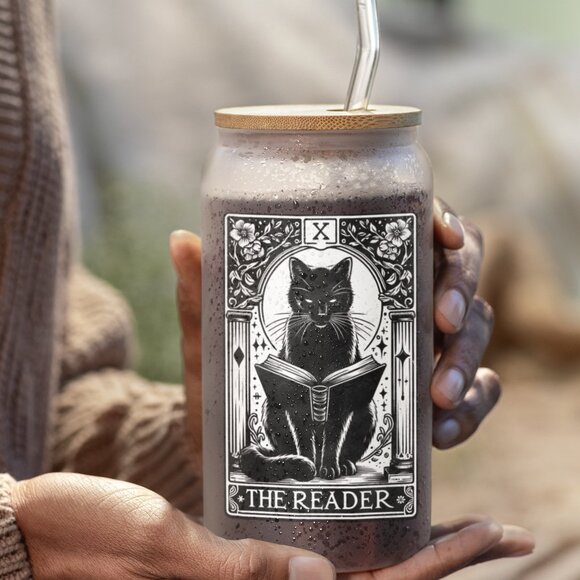 The Reader, Cat Tarot Card, Cat Reader Tumbler, Witchy Tarot Mug, for Cat Lovers - Picture 4 of 7